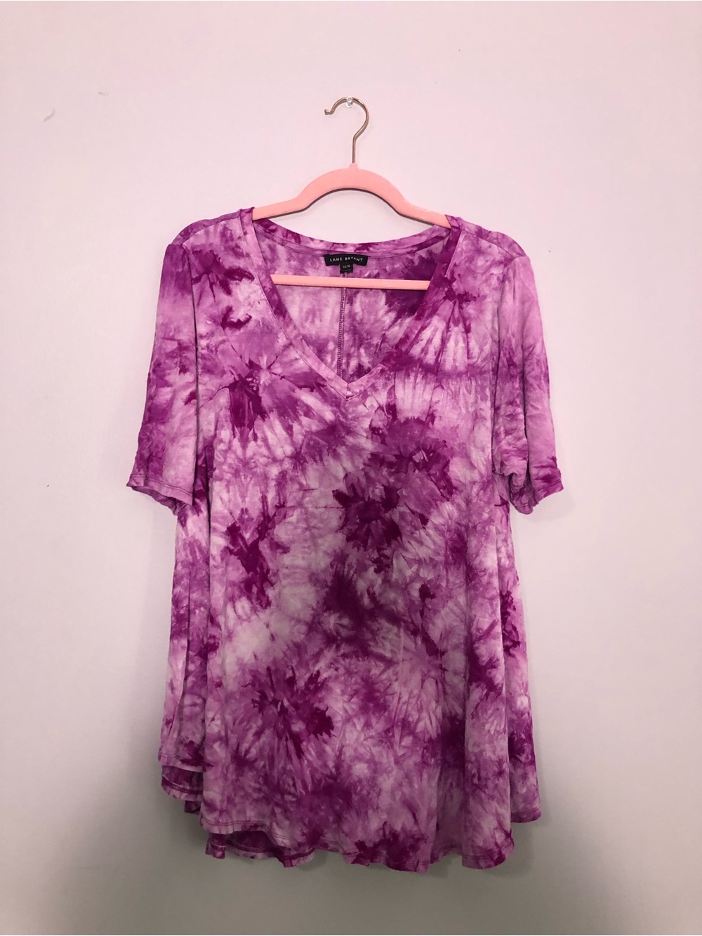 Lane Bryant Purple Tie-Dye V-Neck Swing Tunic